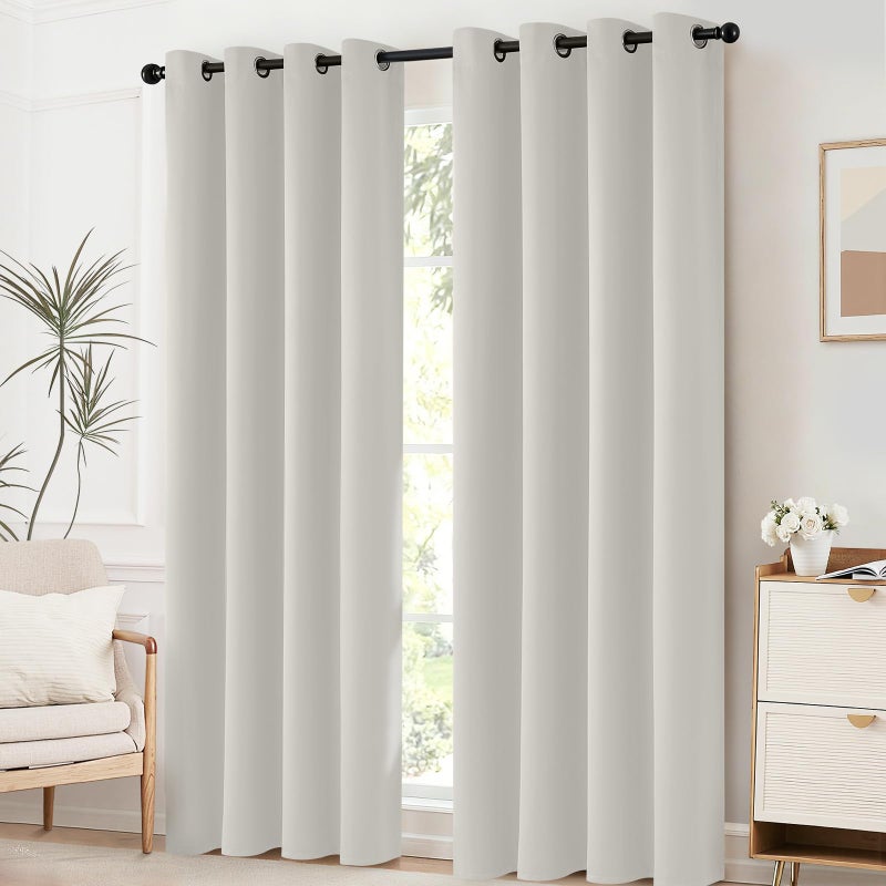 Yakamok Blackout Curtains Room Darkening Thermal Insulated Grommet top Window Curtains for Living Room, 52 x 72 Inch, Light Beige, Set of 2 - Image 2